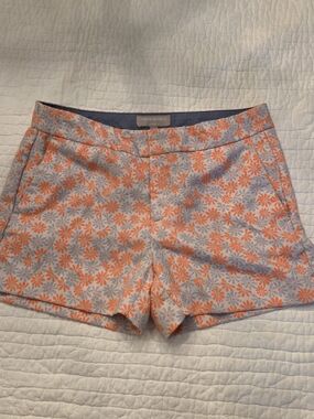 Banana Republic Floral Print Cotton Blend Women's Shorts - Orange Daisy Size 6